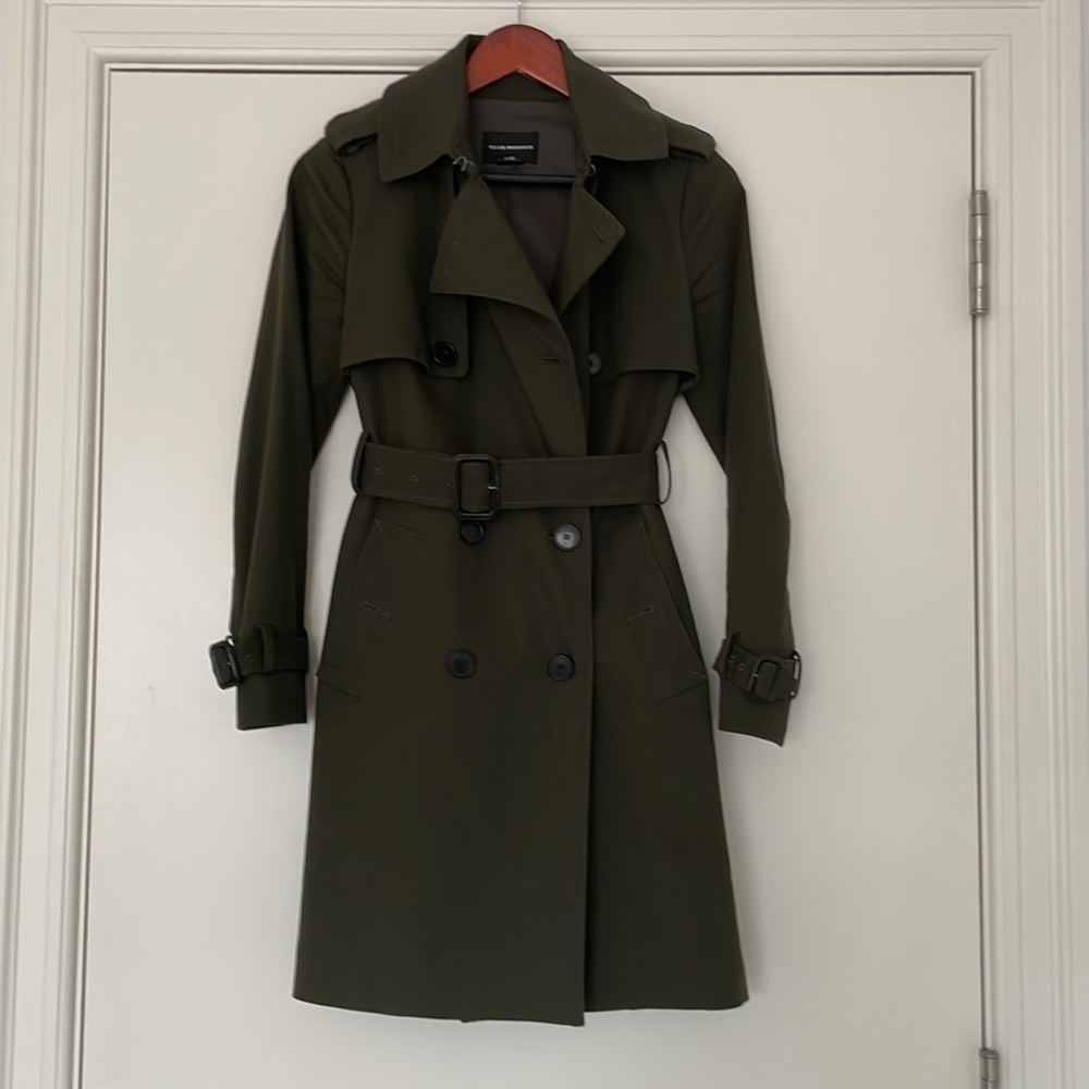 Club Monaco dark green trench coat XS